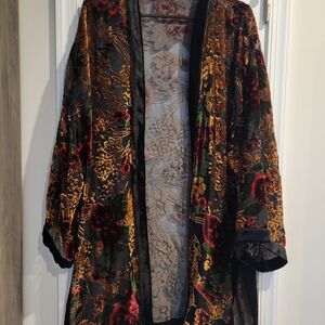 In Bloom Sheer Floral Top with Black Trim